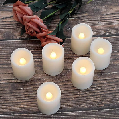Flameless Flickering LED Votive Candles with Remote, Battery Operated TeaLights Battery Included,Warm White Light 1.5 x 2 inch Set of 6 for Christmas Decoration