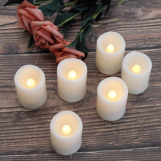 Flameless Flickering LED Votive Candles with Remote, Battery Operated TeaLights Battery Included,Warm White Light 1.5 x 2 inch Set of 6 for Christmas Decoration