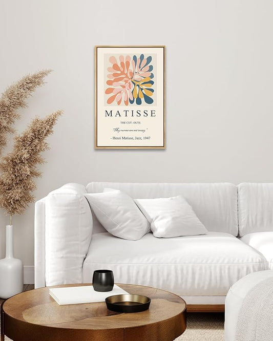 Zzuyi Henri Matisse Framed Wall Art,Boho Botanical Matisse Art Prints,Danish Pastel Room Decor Aesthetic,Danish Pastel Poster for Room Decor-12''x16''Natural Framed