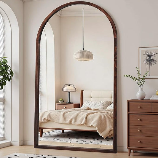 Suidia Full Length Mirror, Oversized Floor Mirror with Solid Wood Frame, Large Standing Mirror for Bedroom Living Room, Wood Antique Style, Dark Walnut, 82" L x 44" W