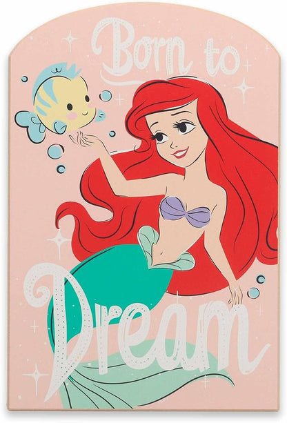 Open Road Brands Disney The Little Mermaid Born to Dream Wood Wall Decor- Beautiful Ariel Wall Art for Kids' Bedroom or Nursery