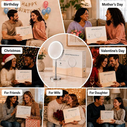 DEIOVWXS Makeup Mirror, 3000mAh Rechargeable Double-Sided Magnifying Vanity Mirror with 3 Colors, 1X/10X, Adjustable Brightness, Gifts for Mom, Mothers Day, Women, Wife, Girls, Dorm Room Essential