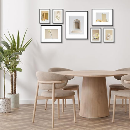Frametory, Aluminum Picture Frames Set of 7 - Black Gallery Wall Kit - Displays One 11x14, Two 8x10, and Four 5x7 inch Photos for Home Decoration