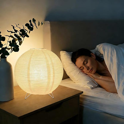 YY YEARCHY Table Lamp Paper Lamp Standing Lamps with Rice Paper Shade for Bedroom Livingroom (Ball 2 Pack)