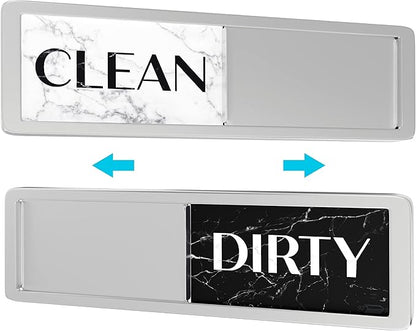 Dishwasher Magnet Clean Dirty Sign, Clean Dirty Magnet for Dishwasher, Modern Kitchen Decor, Magnetic Dish Washer Sign Indicator, Sliding Rustic Dish Washer Signs, Marble Black & White Granite