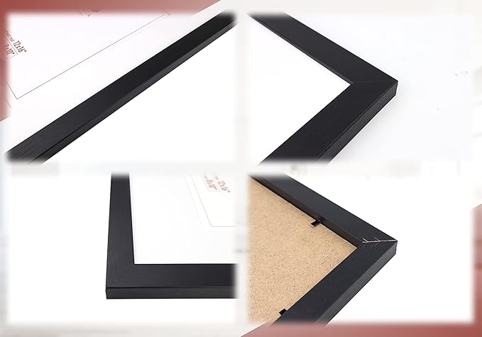 8 Piece Large Rectangle Gallery Wall Frame Set - Photo Frame Set with Mat for 8x10 and 11x14 -Picture Frame Set for Wall Collage Made of Engineered Wood –Assorted Black Frames for Gallery Wall (Black)