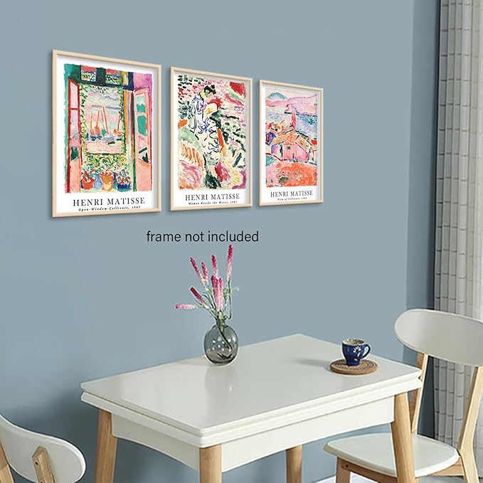 LYPHNX Henri Mattise Poster Wall Art Colorful Abstract Prints Set of 3 Vintage Aesthetic Canva Painting Picuter Floral Botanical Home Decor for LIving Room Bedroom Girls Room 16"x24" Unframed