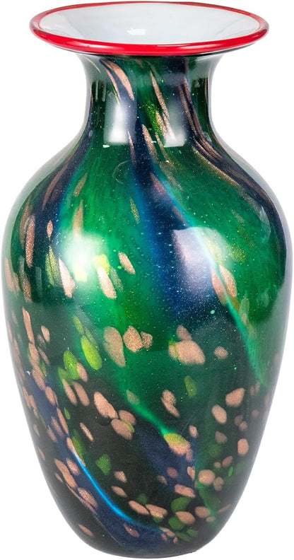 KAMMAK Colored Glass Vase, Beautiful Hand Blown Decorative Vase, Modern Art Vase for Flower Mantle Dining Table Centerpiece, Entryway Living Room Wedding Decoration, 8HPHL010