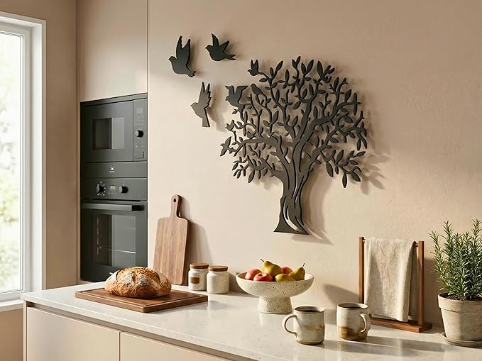 Vailla Tree of Life Wall Art Decor Set of 3 Wall Hanging Sculpture Modern Wall Home Decoration 3D Textured Sculptures for Living Room Bedroom Office Dinnig Room 3 Panels Family Tree Wall Hangings