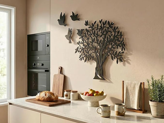 Vailla Tree of Life Wall Art Decor Set of 3 Wall Hanging Sculpture Modern Wall Home Decoration 3D Textured Sculptures for Living Room Bedroom Office Dinnig Room 3 Panels Family Tree Wall Hangings
