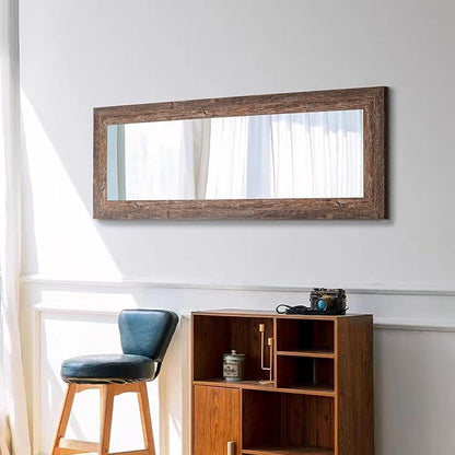 Syndra Farmhouse Full Length Mirror 61x22'', Rustic Floor Mirror, Large Dressing Mirror for Bedroom, Bathroom, Living Room, Vintage Solid Wood Frame, Wall Mounted or Leaning Against Wall Decor