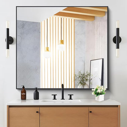 DESBING Black Bathroom Mirror for Wall, 36x40 Inch Rectangle Mirrors with Metal Frame, Modern Vanity Wall Mirror Decor for Entryway Hangs, Bathroom Living Room Horizontal or Vertical