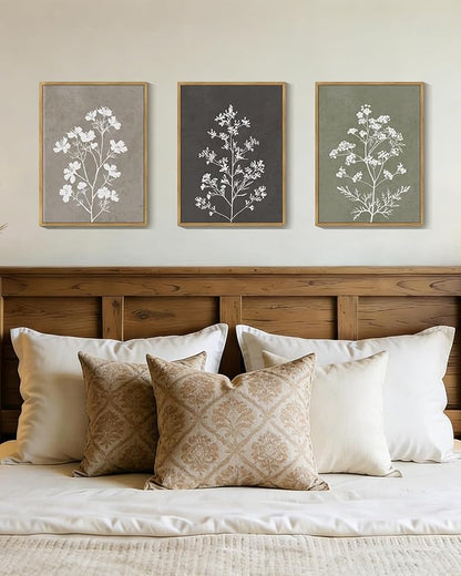 Drsoum Flower Framed Wall Art Vintage Floral Minimalist Wall Hanging Decor Farmhouse Colorful Botanical Prints Artwork for Office Dining Room Hallway 11x14in Natural Framed