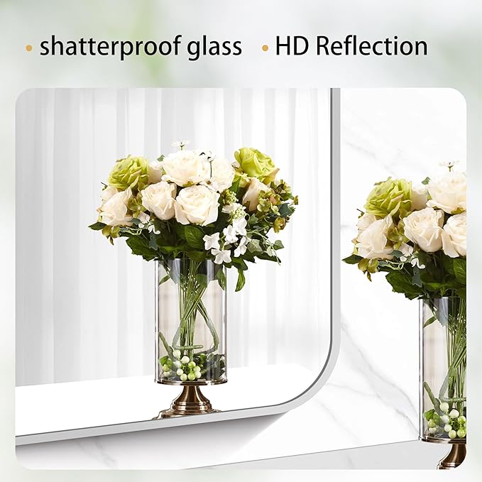 DESBING 24" x 48"Bathroom Mirror, Sliver Wall Mirror with Metal Frame, Decorative Rectangular Vanity Mirror for Bedroom Bathroom Living Room Entryway (Horizontal/Vertical)