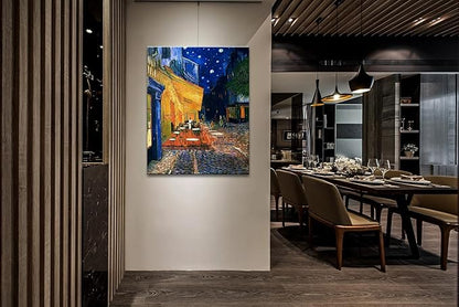 Cafe Terrace At Night by Vincent Van Gogh Canvas Wall Art, Classic Artwork Poster Print for Bedroom Bathroom Decor - 24"x36"