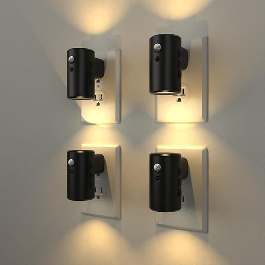 LED wall mounted night light, remote control and APP control, multiple light color options, suitable for corridor, bedroom, staircase, bathroom lighting and decorative atmosphere lighting, 4-piece set