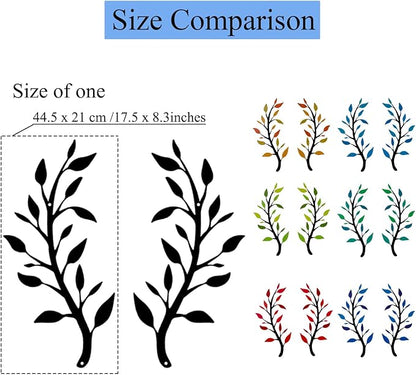 Yuzhuo 2 Pieces Metal Tree Leaf Wall Decor Branch Leaf Wall Art for Home Bedroom Living Room Iron Scroll Above The Bed Decorations (Yellow Orange, L)