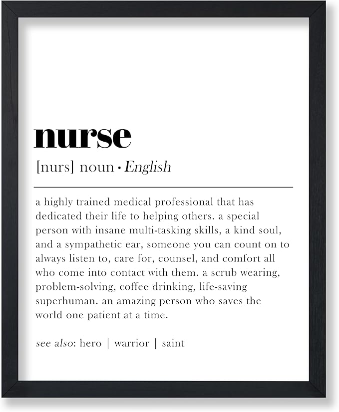 Poster Master Typography Poster - Dictionary Print - Nurse Definition, Amazing Person Who Saves the World, Hero, Saint - Gift for Friend - Wall Decor for Home, Hospital, 18x24 Unframed Wall Art