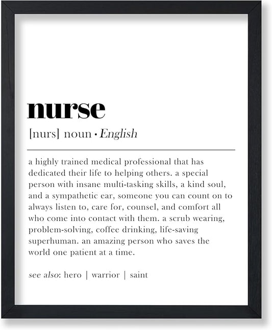 Poster Master Typography Poster - Dictionary Print - Nurse Definition, Amazing Person Who Saves the World, Hero, Saint - Gift for Friend - Wall Decor for Home, Hospital, 18x24 Unframed Wall Art
