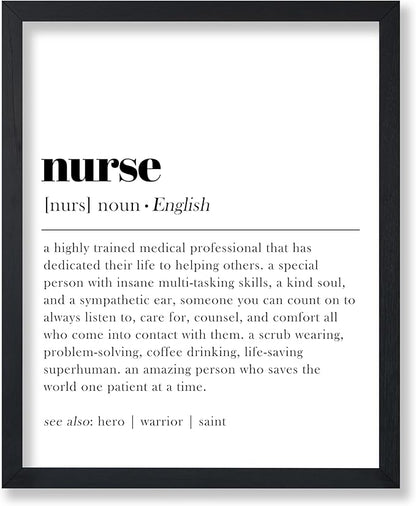 Poster Master Definition of Nurse Print - Typography Poster - Dictionary Art - Minimal Gift for Him, Her & Nurse - Decor for Hospital, Bedroom or Dorm - 16x20 UNFRAMED Wall Art