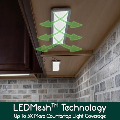 4 x Flat Panel LED Light Kit - Plug-in - Smart Under Cabinet Lighting - Super-High-Output - 478 lm Per Panel - 2700K-6500K - 95 CRI - Works with Alexa, Google, Apple - Matter Certified
