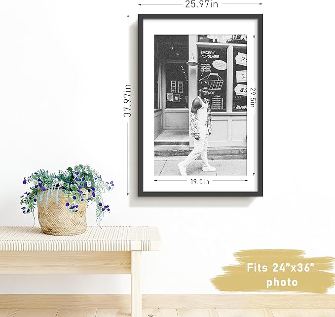 Picrit 24x36 Poster Frame Set of 12, Display 20 x 30 with Mat or 24 x 36 without Mat, Photo Picture Frames for Wall Mounting Display, Black