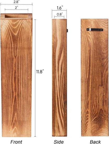 4-Pack Wood Wall Planters with 8 Removable Faux Eucalyptus Stems - Modern Farmhouse Wall Decor for Living Room, Bedroom, Bathroom - Wooden Wall Vases and Fake Eucalyptus for Home Office Decor