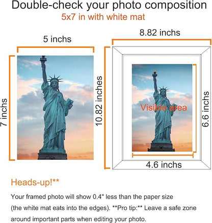 SESEAT 8x10 Picture Frame Set of 10, Display Pictures 5x7 with Mat or 8x10 Prints without Mat, Wall Mounting or Tabletop,Black