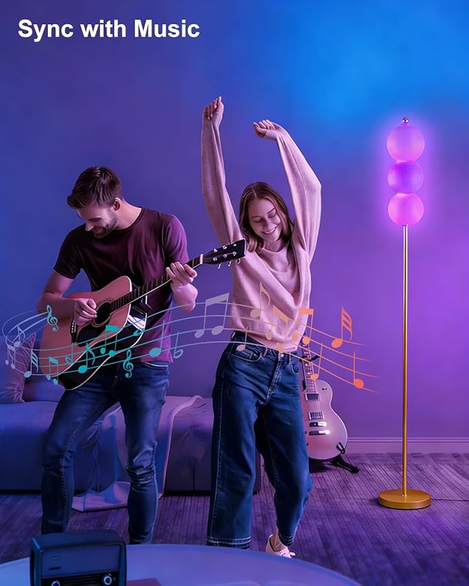 Lightdot RGB Floor Lamp with Touch Control, Dimmable Globe Modern Standing Lamp, RGB&3000K Color Changing LED Floor Lamp Ambient Lighting, Blue Tall Lamp for Living Room Bedroom Gaming Corner Decor