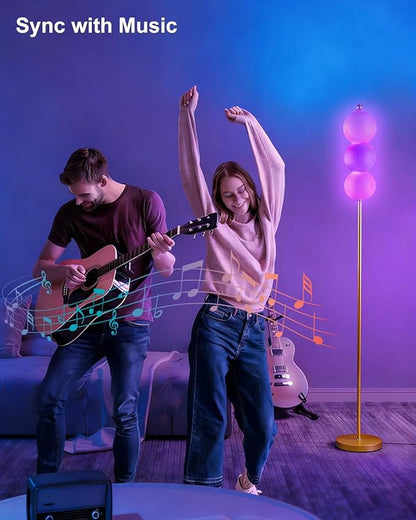 Lightdot RGB Floor Lamp with Touch Control, Dimmable Globe Modern Standing Lamp, RGB&3000K Color Changing LED Floor Lamp Ambient Lighting, Blue Tall Lamp for Living Room Bedroom Gaming Corner Decor