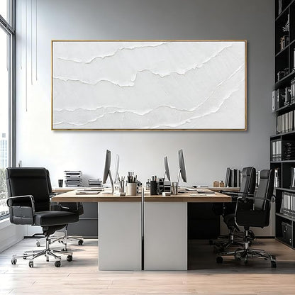Extra Large Modern White sea wave Line Abstract Artwork Framed Neutral Canvas Wall Art for Living Room Bedroom Office Minimalist Decor 40x88 Inch