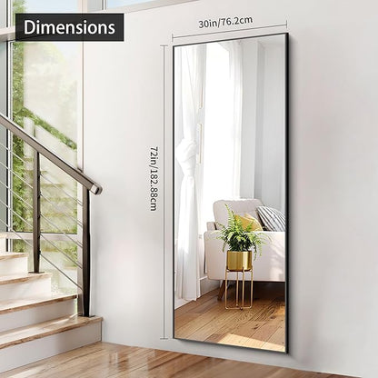 COFENY 30x72inch Bathroom Mirror, Black Rectangle Mirror with Thin Frame, Large Rectangular Wall Mirrors for Bathroom, Living Roomm, Hair Salon, Big Farmehouse Mirror Hang Horizontal/Vertical