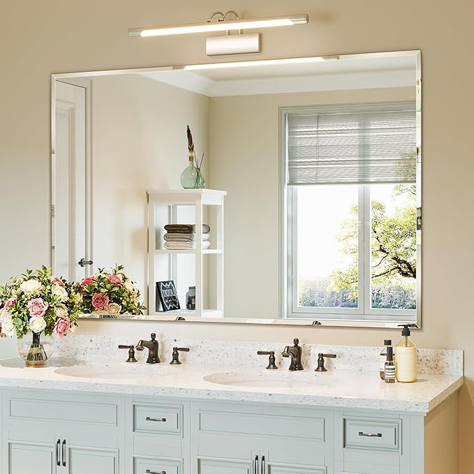 Bathroom Frameless Beveled Wall Mirror, 28"x50" Frameless Rectangle Large Wall Mirror for Over Sink, Vanity Mirrors for Entryway, Living Room, Dinging Room, Hangs Horizontally or Vertically