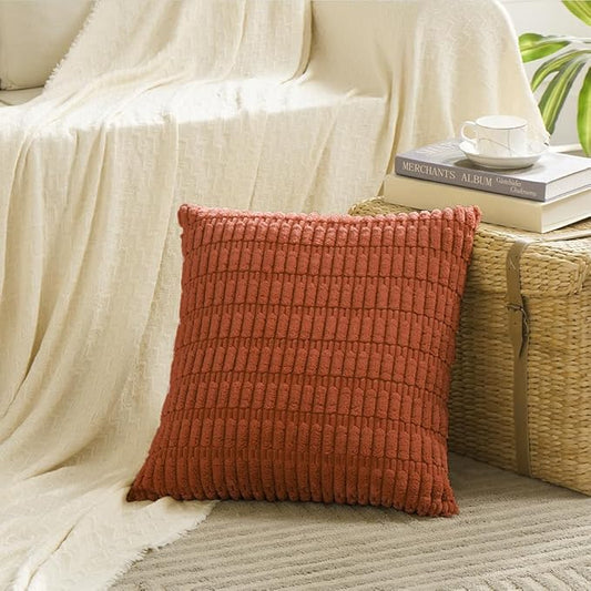 Fancy Homi 4 Packs Decorative Throw Pillow Covers for Living Room Couch Bed, Modern Farmhouse Boho Home Décor Accent Cushion Case, 18" x 18", Burnt Orange