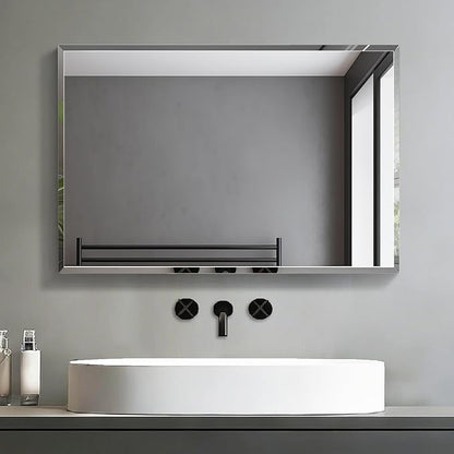1 PCS 16”x 24”Beveled Polished Edge Frameless Bathroom Mirror Rectangle Wall Mount Vanity Mirror for Bathroom,Bedroom,Entryway,Over Sink,Living Room (16×14-1PCS)
