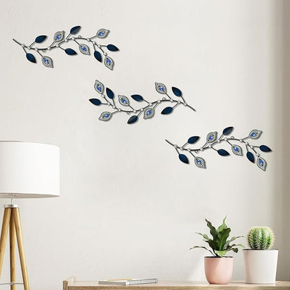 Cityelf 3 Set Crystal Leaf Wall Art Sculpture Iron Tree Leaves Branch Hanging Wall Décor Jeweled Bling Home Deor Acrylic Diamond Accent …
