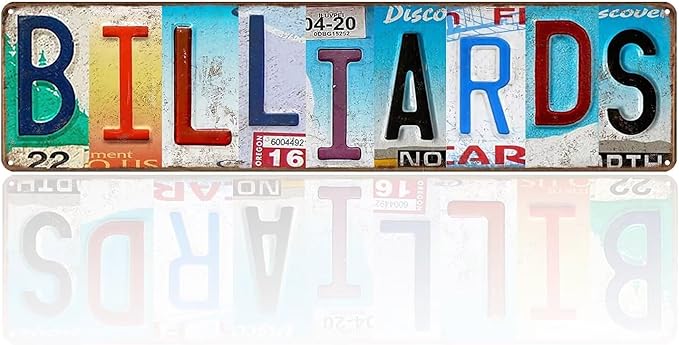 Billiard Room Sign Billiard Rules Wall Art Pool Table Decor Metal Sign Wall Decor License Plate Design Game Room Sign for Pub Bar Billiard Room 16" X 4"