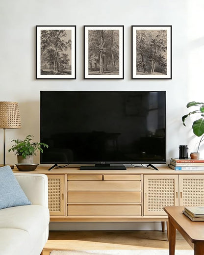 PHOPAGO Vintage Tree Framed Wall Art Retro Forest Wall Decor Nature Wilderness Sketch Paints Modern Bedroom Living Room Decor - 11x14in Black Framed