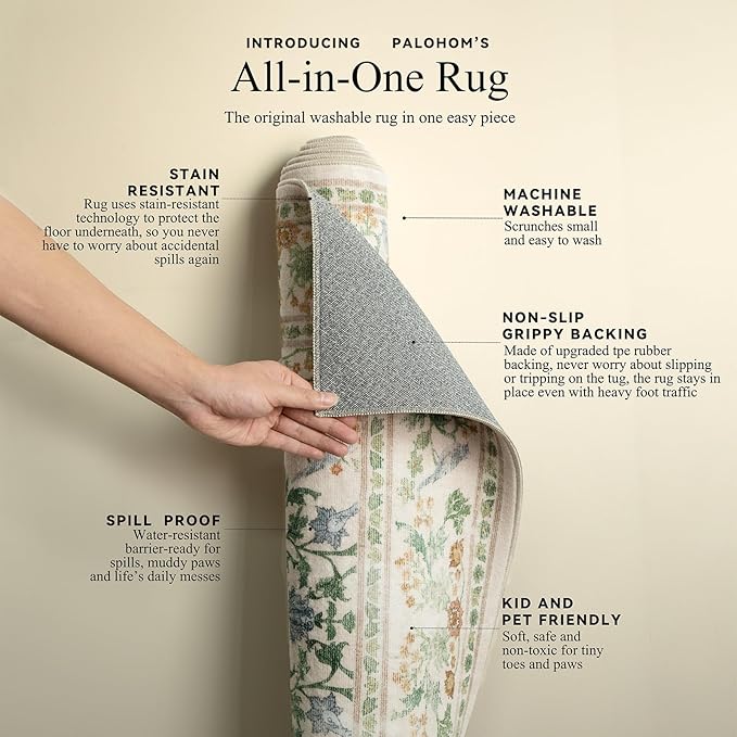 8x10 Washable Rugs for Living Room: Bedroom Area Rug Stain Resistant Non Slip Low Pile Lightweight Soft Carpets for Dining Room Kitchen Nursery Kids Room Playroom Home Office Indoor