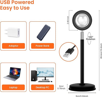 Tsrarey Sunset Lamp Projector with Remote Control, Multiple Colors LED APP Control Sunset Light Three Control Methods Night Light for Room Decor/Christmas Gift/Photography/Party/Bedroom Decor