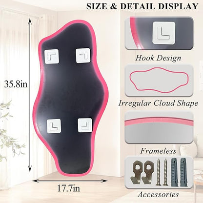 Asymmetrical Wall Mirror, 35.8"x17.7" Irregular Tempered Glass Mirror, Modern Abstract Frameless Mirrors for Living Room Bathroom Bedroom Hallway Entryway, Horizontal or Vertical Hanging