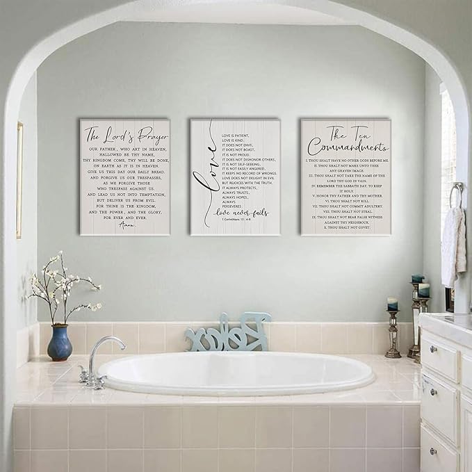 AOYUSMO 3 Piece The Ten Commandments Canvas Wall Art Scripture Christian Wall Art Bible Verse Pictures Wall Decor Jesus Religious Art Prints for Living Room Church Office