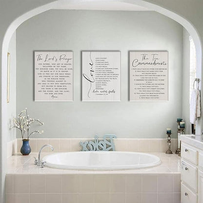 AOYUSMO 3 Piece The Ten Commandments Canvas Wall Art Scripture Christian Wall Art Bible Verse Pictures Wall Decor Jesus Religious Art Prints for Living Room Church Office