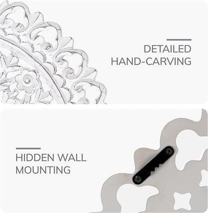 JFY Designs Wall Medallion - Wooden Wall Decor, Hand Carved & Embossed Decorative Wall Sculpture, Boho Farmhouse Wall Art, Perfect for Home, Office or any Living Space