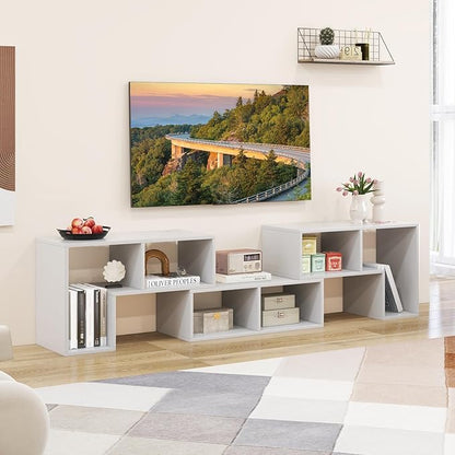 Giantex Free-Combination TV Stand for Bedroom - Entertainment Center for 50 55 60 65 Inch TV, 3-Piece Media Console Table with Storage Cubes, Deformable Open Storage Bookcase Shelf (White)