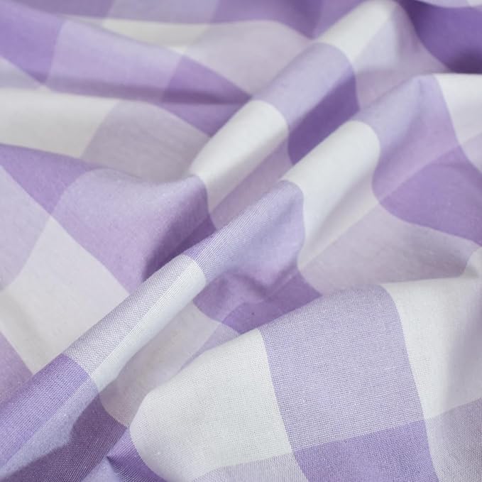 3 Pieces Tier Curtains and Valance Set Buffalo Check Kitchen Tiers Plaid Gingham Grommet Top Classic Short Small Cafe Curtains Country Farmhouse Cafe Bathroom 54"x18"/32"x30" Lilac & White