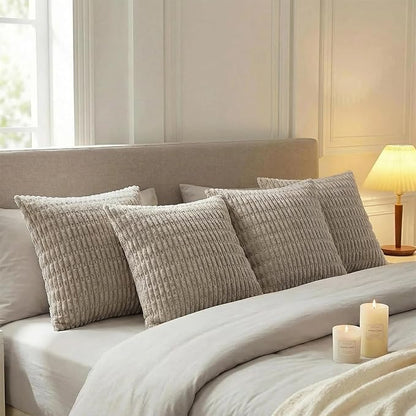 Fancy Homi 4 Packs Decorative Throw Pillow Covers for Living Room Couch Bed, Modern Farmhouse Boho Home Décor Accent Cushion Case, 14" x 14", Taupe