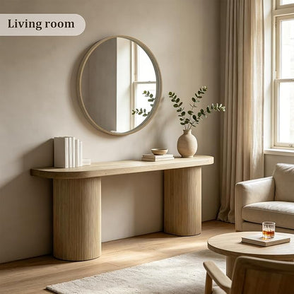 HOMECOOKIN Round Wood Mirror 36 inch Circle Mirror, Rustic Farmhouse Wooden Framed Natural Decorative Wall Decor, Vanity Wall Mirror for Bathroom, Bedroom, Entryway, Living Room (Honey)