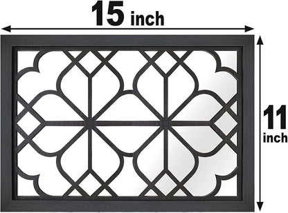 Wocred Set of 2 Rectangular Wall Mirror,Gorgeous Rustic Farmhouse Accent Mirror,Black Entry Mirror for Bathroom Renovation,Bedrooms,Living Rooms and More(11”x15”)