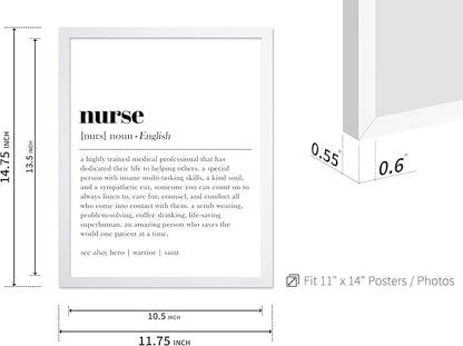 Poster Master Typography Poster - Dictionary Print - Nurse Definition, Amazing Person Who Saves the World, Hero, Saint - Gift for Friend - Wall Decor for Home, Hospital, 11x14 White Framed